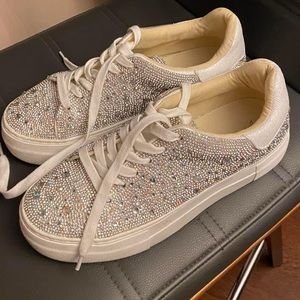 Betsey Johnson silver sparkle sneakers size 7M (runs big) very lightly worn.